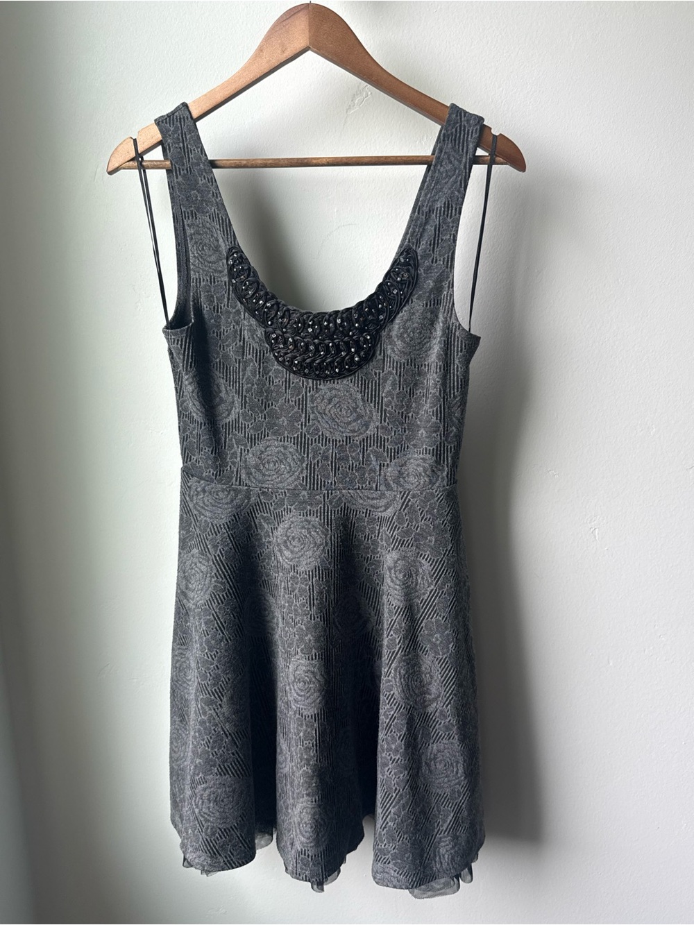 Free People Rock Princess Gray Jacquard Fit and Flare Mini Dress | Size S | NWOT - Picture 3 of 5